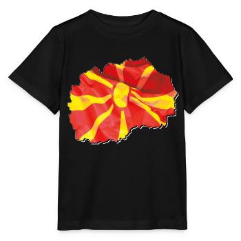 Macedonia flag in the Macedonia map - Stanley/Stella MINI CREATOR Kids’ T-Shirt - black - Front - Mikhail (115cm)