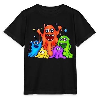 Monstres visqueux colorés - T-shirt bio MINI CREATOR Stanley/Stella Enfant - noir - Devant - Mikhail (115cm)
