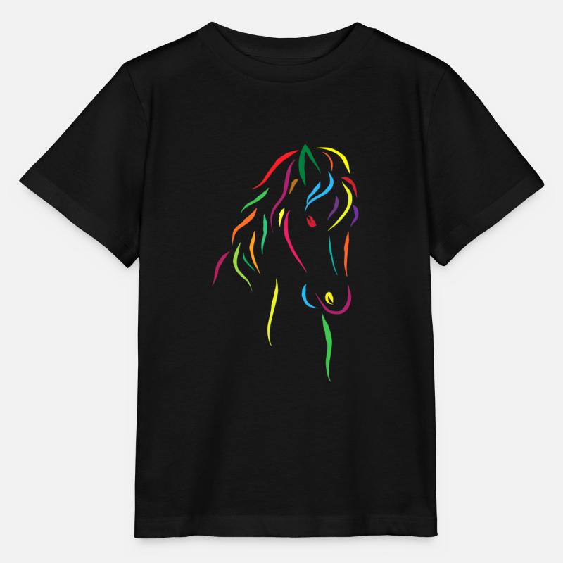 Tête de cheval colorée - T-shirt bio MINI CREATOR Stanley/Stella Enfant - noir