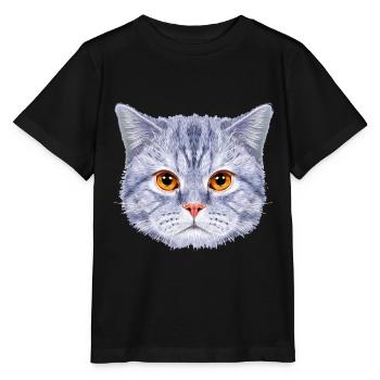 Tête de chat Visage de chat Bleu - T-shirt bio MINI CREATOR Stanley/Stella Enfant - noir - Devant - Mikhail (115cm)