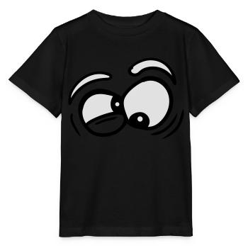 Eyes squint laugh grimace crazy crazy face comic c - Stanley/Stella MINI CREATOR Kids’ T-Shirt - black - Front - Mikhail (115cm)