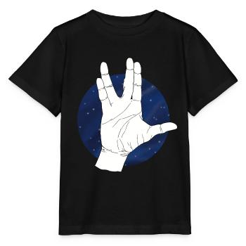 Main vulcaine saluant le ciel étoilé - T-shirt bio MINI CREATOR Stanley/Stella Enfant - noir - Devant - Mikhail (115cm)