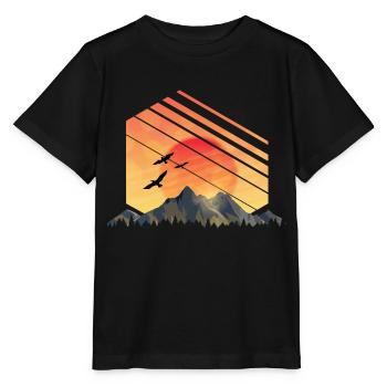 Mountain panorama Sunset in the mountains Mountains - Stanley/Stella MINI CREATOR Kids’ T-Shirt - black - Front - Mikhail (115cm)