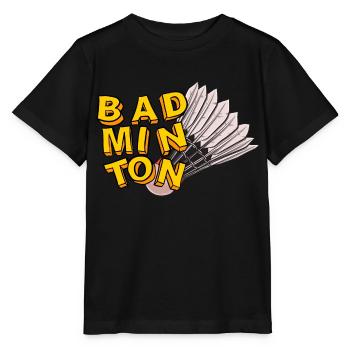 Badminton und Federball Handgezeichneter Stil - Stanley/Stella Kinder T-Shirt MINI CREATOR  - Schwarz - Vorne - Mikhail (115cm)