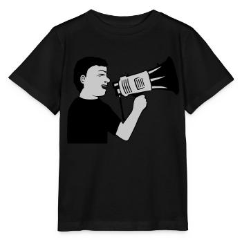 Demonstration Megafon Propaganda Mann - Stanley/Stella Kinder T-Shirt MINI CREATOR  - Schwarz - Vorne - Mikhail (115cm)