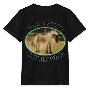 Pferd Staub; Klimawandel; Staubiges Pferd Paddock - Stanley/Stella Kinder T-Shirt MINI CREATOR  - Schwarz - Vorne - Mikhail (115cm)