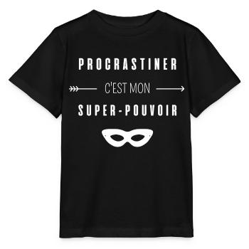 procrastiner c'est mon super-pouvoir - T-shirt bio MINI CREATOR Stanley/Stella Enfant - noir - Devant - Mikhail (115cm)