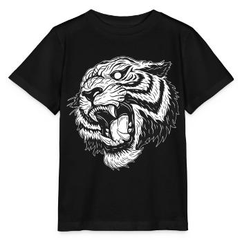 Crâne Crâne Horreur Squelette Halloween Tigre - T-shirt bio MINI CREATOR Stanley/Stella Enfant - noir - Devant - Mikhail (115cm)