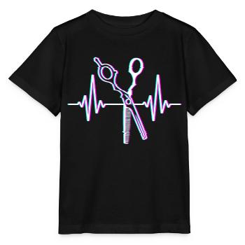 Herzschlag Frisör Salon Schere Barber Friseur Gesc - Stanley/Stella Kinder T-Shirt MINI CREATOR  - Schwarz - Vorne - Mikhail (115cm)
