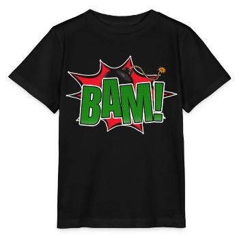 Bam! Lettrage graffiti de style bande dessinée - T-shirt bio MINI CREATOR Stanley/Stella Enfant - noir - Devant - Mikhail (115cm)