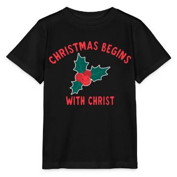 Christmas Begins With Christ branche de gui - T-shirt bio MINI CREATOR Stanley/Stella Enfant - noir - Devant - Mikhail (115cm)