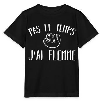 pas le temps j ai flemme - T-shirt bio MINI CREATOR Stanley/Stella Enfant - noir - Devant - Mikhail (115cm)