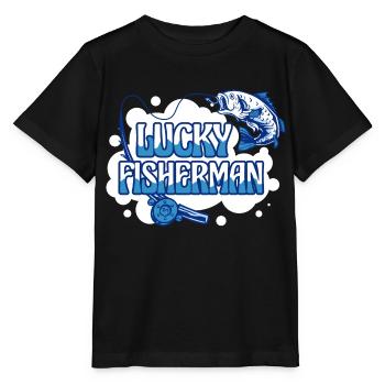 Glücksfischer Angelrute Glücksfischer Angelrute In - Stanley/Stella Kinder T-Shirt MINI CREATOR  - Schwarz - Vorne - Mikhail (115cm)