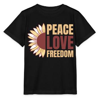 Frieden Freiheit Friedenszeichen Sonnenblume Liebe - Stanley/Stella Kinder T-Shirt MINI CREATOR  - Schwarz - Vorne - Mikhail (115cm)
