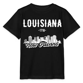Cadeau Skyline de la Nouvelle-Orléans en Louisiane - T-shirt bio MINI CREATOR Stanley/Stella Enfant - noir - Devant - Mikhail (115cm)