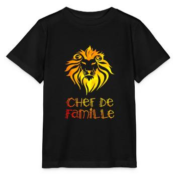 Chef de famille lion - T-shirt bio MINI CREATOR Stanley/Stella Enfant - noir - Devant - Mikhail (115cm)