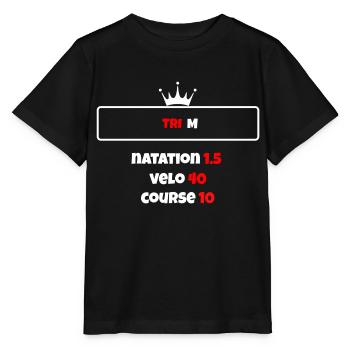 T shirt triathlon Distance M - T-shirt bio MINI CREATOR Stanley/Stella Enfant - noir - Devant - Mikhail (115cm)