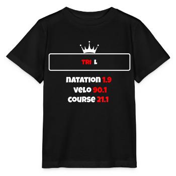 T shirt triathlon Distance L - T-shirt bio MINI CREATOR Stanley/Stella Enfant - noir - Devant - Mikhail (115cm)