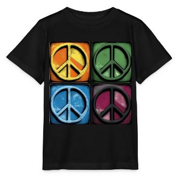 Symboles de paix colorés - T-shirt bio MINI CREATOR Stanley/Stella Enfant - noir - Devant - Mikhail (115cm)