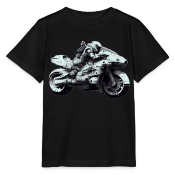 Moto de science-fiction futuriste avec vélo - T-shirt bio MINI CREATOR Stanley/Stella Enfant - noir - Devant - Mikhail (115cm)
