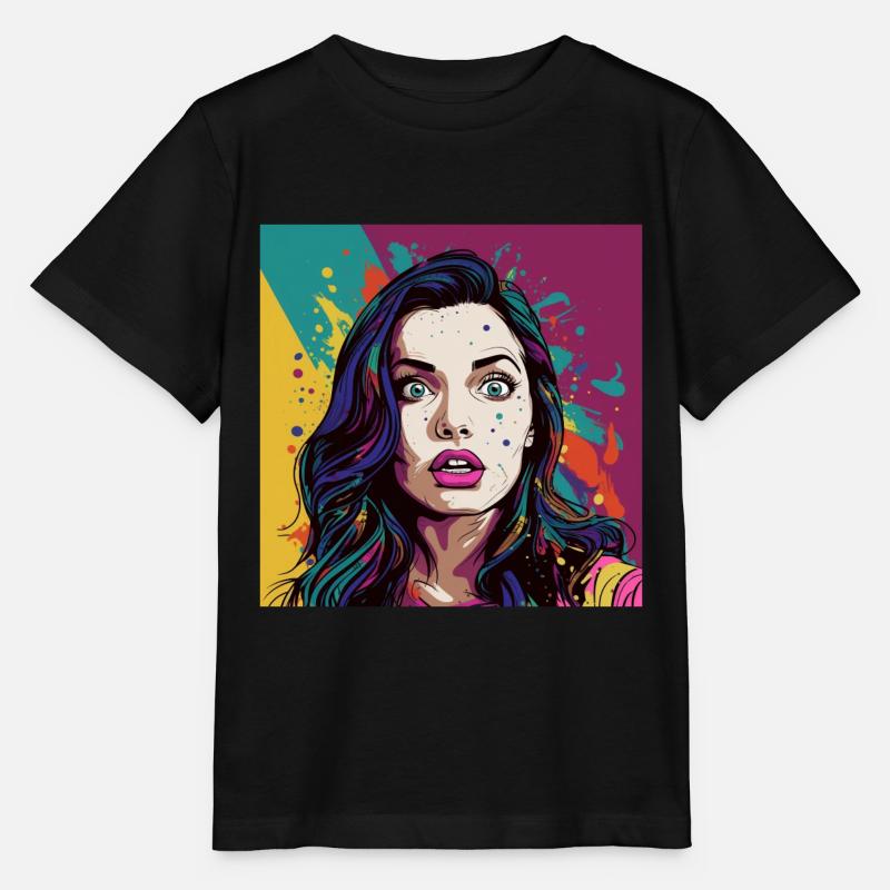 Pop Art Überraschtes Gesicht - Stanley/Stella Kinder T-Shirt MINI CREATOR  - Schwarz