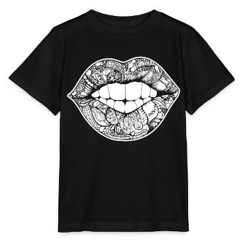 Lèvres, bouche, baisers lèvres - T-shirt bio MINI CREATOR Stanley/Stella Enfant - noir - Devant - Mikhail (115cm)