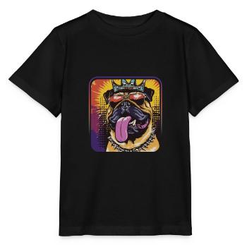 Hartnäckiger Schutzhund - Stanley/Stella Kinder T-Shirt MINI CREATOR  - Schwarz - Vorne - Mikhail (115cm)