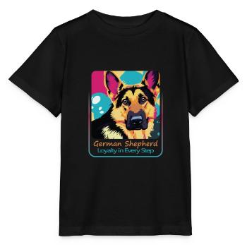 Treuer Deutscher Schäferhund - Stanley/Stella Kinder T-Shirt MINI CREATOR  - Schwarz - Vorne - Mikhail (115cm)