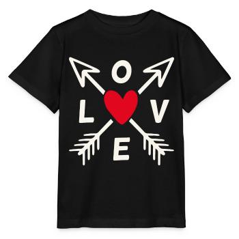 Love with arrows and red heart - Stanley/Stella MINI CREATOR Kids’ T-Shirt - black - Front - Mikhail (115cm)
