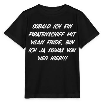 Sobald ich ein piratenschiff mit wlan finde - Stanley/Stella Kinder T-Shirt MINI CREATOR  - Schwarz - Vorne - Mikhail (115cm)