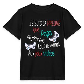 Je suis la preuve que papa ne joue pas - T-shirt bio MINI CREATOR Stanley/Stella Enfant - noir - Devant - Mikhail (115cm)