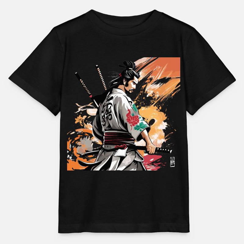 Graphique Samouraï aux épées - T-shirt bio MINI CREATOR Stanley/Stella Enfant - noir