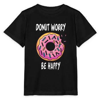 Donut Worry Be Happy - Stanley/Stella MINI CREATOR Kids’ T-Shirt - black - Front - Mikhail (115cm)