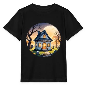 Halloween Spukhaus bei Vollmond und Kürbisse - Stanley/Stella Kinder T-Shirt MINI CREATOR  - Schwarz - Vorne - Mikhail (115cm)