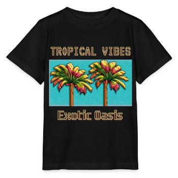 AMBIANCE TROPICALE Havre exotique - T-shirt bio MINI CREATOR Stanley/Stella Enfant - noir - Devant - Mikhail (115cm)