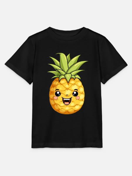 Süße lustige Ananas Sommer Kawaii Geschenk - Stanley/Stella Kinder T-Shirt MINI CREATOR - Schwarz