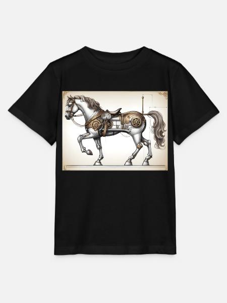 Mechanisches Pferd #2 - Stanley/Stella Kinder T-Shirt MINI CREATOR  - Schwarz