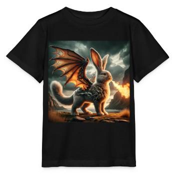 Dragon Lapin Cracheur de Feu #03 - T-shirt bio MINI CREATOR Stanley/Stella Enfant - noir - Devant - Mikhail (115cm)