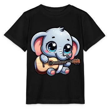 Elephant Playing the guitar Jumbo Melodies Baby Te - Stanley/Stella MINI CREATOR Kids’ T-Shirt - black - Front - Mikhail (115cm)