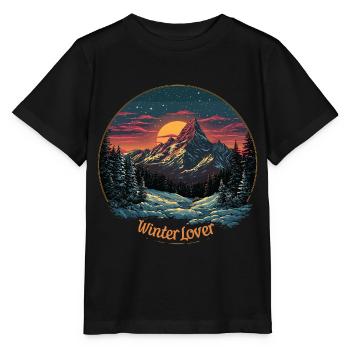 A snowy mountain landscape for winter lovers - Stanley/Stella MINI CREATOR Kids’ T-Shirt - black - Front - Mikhail (115cm)
