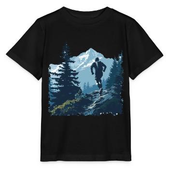 A trail runner on a mountain trail - Stanley/Stella MINI CREATOR Kids’ T-Shirt - black - Front - Mikhail (115cm)