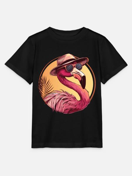 cooler rosa Flamingo Vogel im Urlaubsmodus - Stanley/Stella Kinder T-Shirt MINI CREATOR - Schwarz