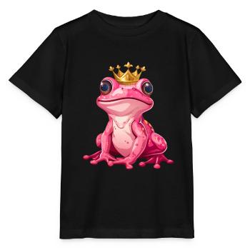 süße rosa pink Frosch Prinzessin mit golden Krone - Stanley/Stella Kinder T-Shirt MINI CREATOR  - Schwarz - Vorne - Mikhail (115cm)