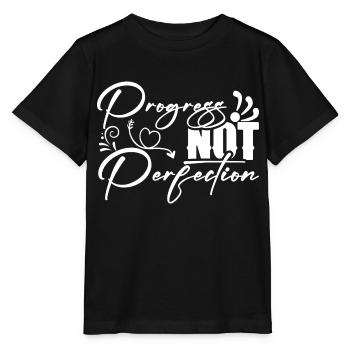 Le progrès au lieu de la perfection L’amour de soi - T-shirt bio MINI CREATOR Stanley/Stella Enfant - noir - Devant - Mikhail (115cm)
