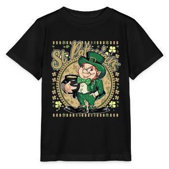 St- Patricks Day Funny Irish Leprechaun Costume - Stanley/Stella MINI CREATOR Kids’ T-Shirt - black - Front - Mikhail (115cm)