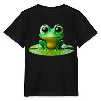 Cute Frog on a Lily Pad - Stanley/Stella MINI CREATOR Kids’ T-Shirt - black - Front - Mikhail (115cm)