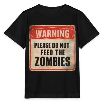 Avertissement Ne nourrissez pas les zombies Signe d’avertissement - T-shirt bio MINI CREATOR Stanley/Stella Enfant - noir - Devant - Mikhail (115cm)