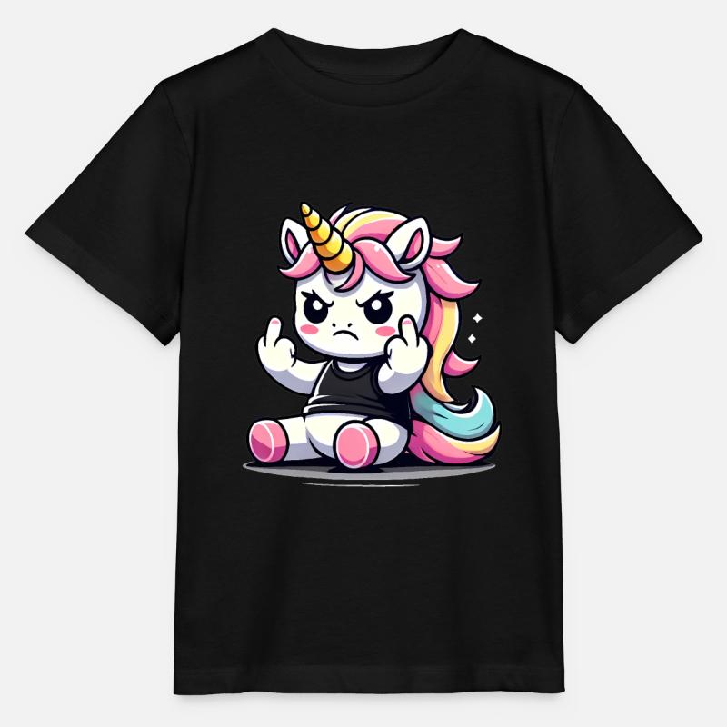 Licorne rebelle qui se retourne - T-shirt bio MINI CREATOR Stanley/Stella Enfant - noir