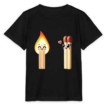 Conception ludique d’amis allumettes - T-shirt bio MINI CREATOR Stanley/Stella Enfant - noir - Devant - Mikhail (115cm)