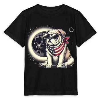 Éclipse solaire du bouledogue patriotique - T-shirt bio MINI CREATOR Stanley/Stella Enfant - noir - Devant - Mikhail (115cm)